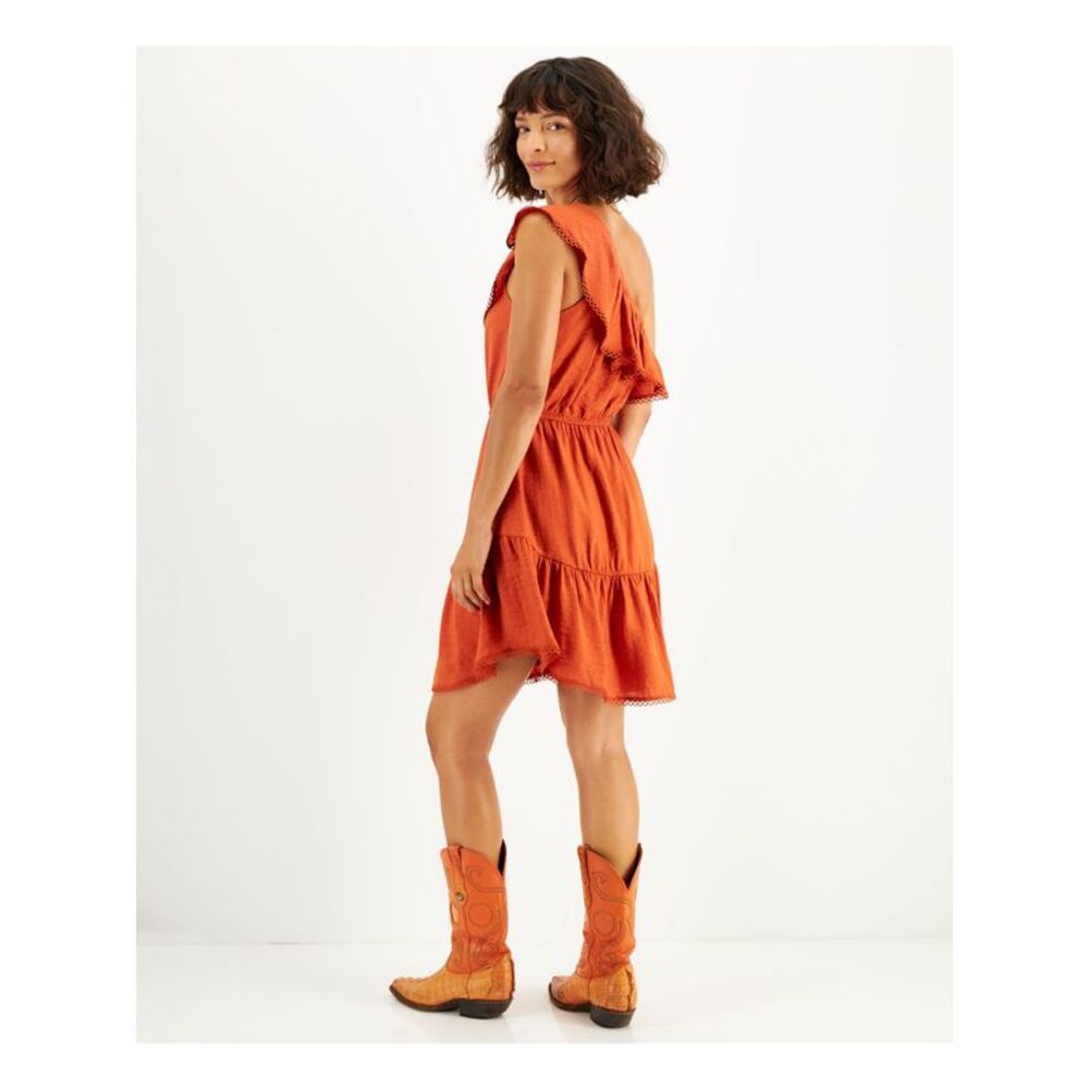 BAR III DRESSES Womens Orange Lined Pullover Cap Sleeve Fit + Flare Dress M - Picture 2 of 4